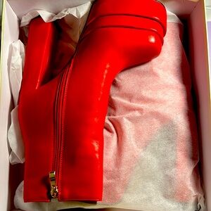 Red platform boots